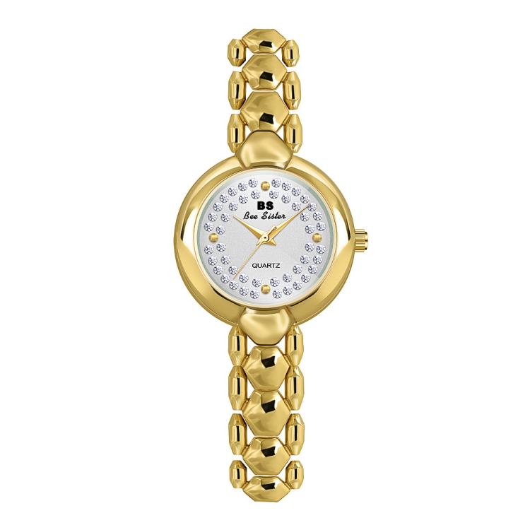 BS Bee Sister FA1691 Ladies Diamond Watch Jewelry Chain Watch(Gold)