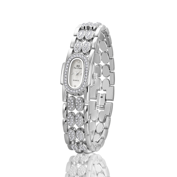 BS Bee Sister Stainless Steel Ladies Bracelet Watch Diamond Wristwatch(Classic Silver)