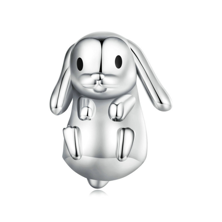 BSC746 Sterling Silver S925 Cute Animal Lop Rabbit Beaded Bracelet