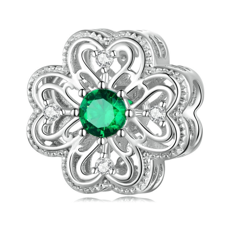 BSC759 Sterling Silver S925 Four-leaf Clover Hollow Pattern Beaded Bracelet