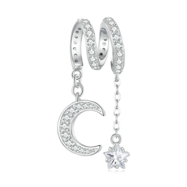 BSC776 S925 Sterling Silver Swaying Moonlight Zircon Platinum Plated Bracelet Beads