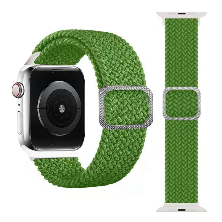 Buckle Braided Elastic Strap Watch Band For Apple Watch Ultra 49mm&Watch Ultra 2 49mm / Series 9&8&7 45mm / SE 3&SE 2&6&SE&5&4 44mm / 3&2&1 42mm(Bright Green)