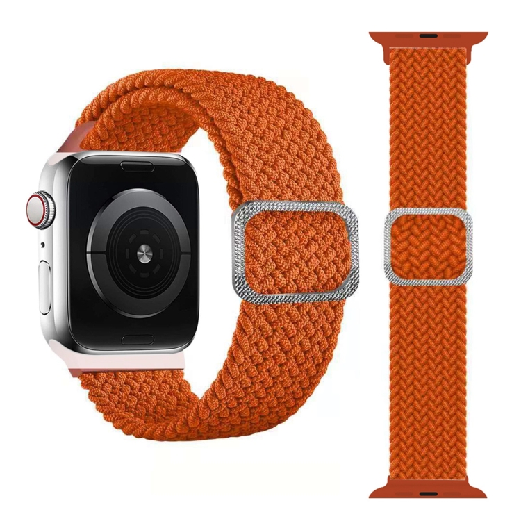Buckle Braided Elastic Strap Watch Band For Apple Watch Ultra 49mm&Watch Ultra 2 49mm / Series 9&8&7 45mm / SE 3&SE 2&6&SE&5&4 44mm / 3&2&1 42mm(Bright Orange)