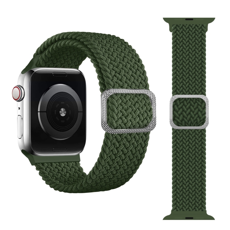Buckle Braided Elastic Strap Watch Band For Apple Watch Ultra 49mm&Watch Ultra 2 49mm / Series 9&8&7 45mm / SE 3&SE 2&6&SE&5&4 44mm / 3&2&1 42mm(Green)