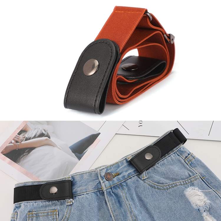 Buckle-free Elastic Force PU Leather Waistband, Length: 110cm(Wink Red)