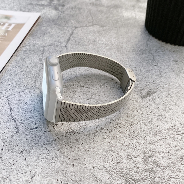 Buckle Style Steel Watch Band For Apple Watch Series 9&8&7 41mm / SE 3&SE 2&6&SE&5&4 40mm / 3&2&1 38mm(Silver)