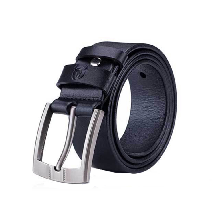 BULL CAPTAIN 01 Pin Buckle Thickened Cowhide Wear-Resistant Belt, Length: 115cm (Smooth Black)