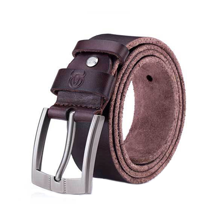BULL CAPTAIN 01 Pin Buckle Thickened Cowhide Wear-Resistant Belt, Length: 120cm (Burr Brown)