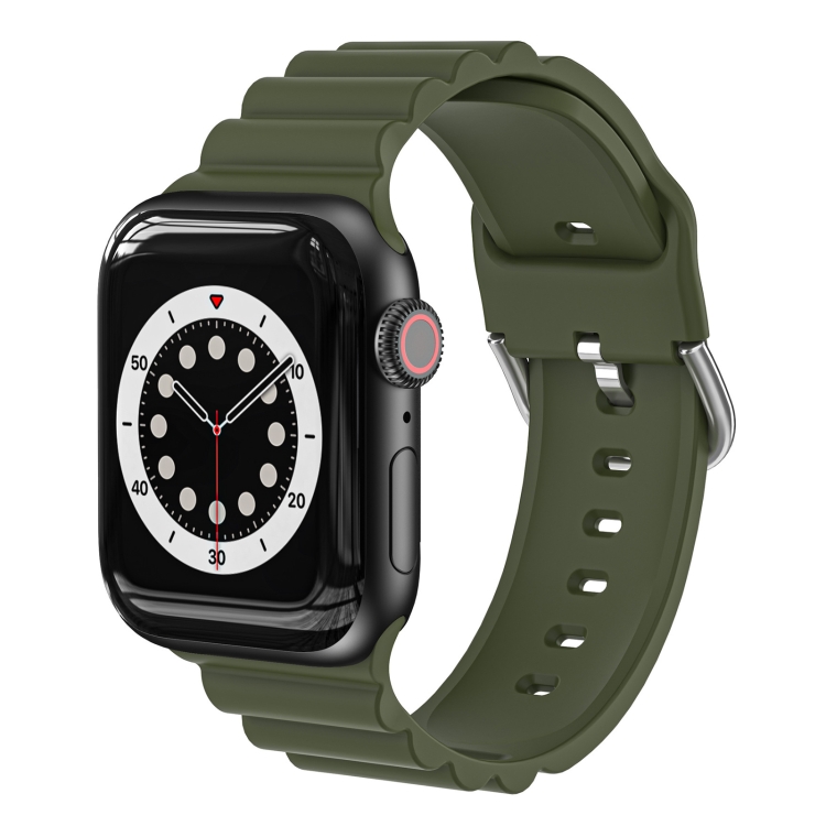 Business B Style Silicone Watch Band For Apple Watch Ultra 49mm&Watch Ultra 2 49mm / Series 9&8&7 45mm / SE 3&SE 2&6&SE&5&4 44mm / 3&2&1 42mm(Dark Green)