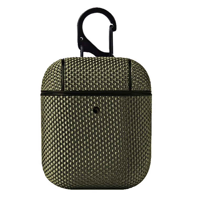 Business Cloth Earphone Protective Case with Hook For AirPods 1 / 2(Green)