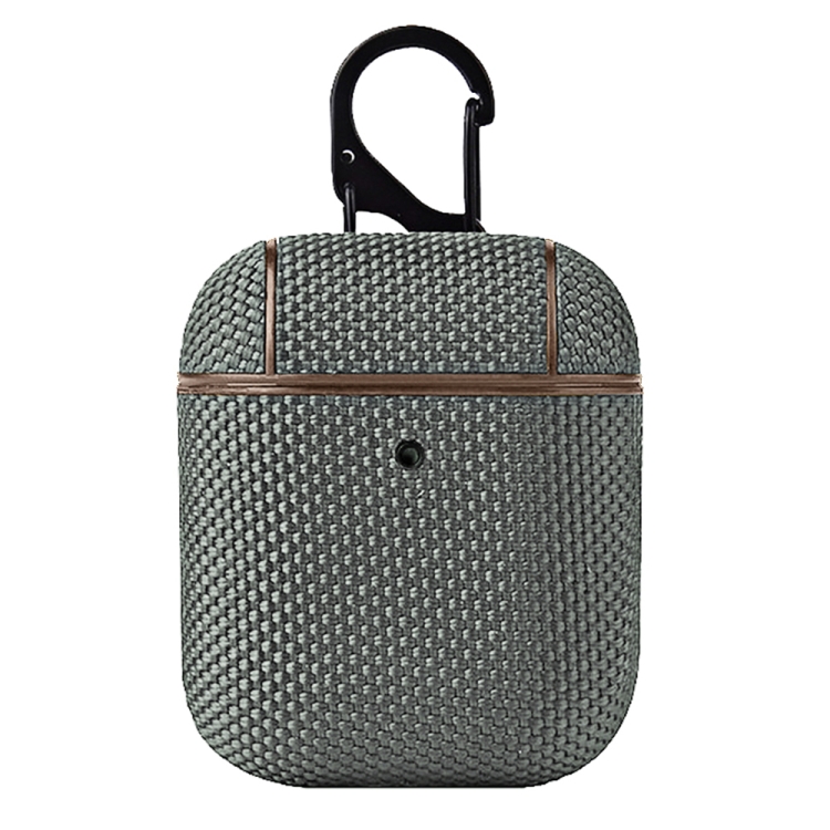 Business Cloth Earphone Protective Case with Hook For AirPods 1 / 2(Grey)