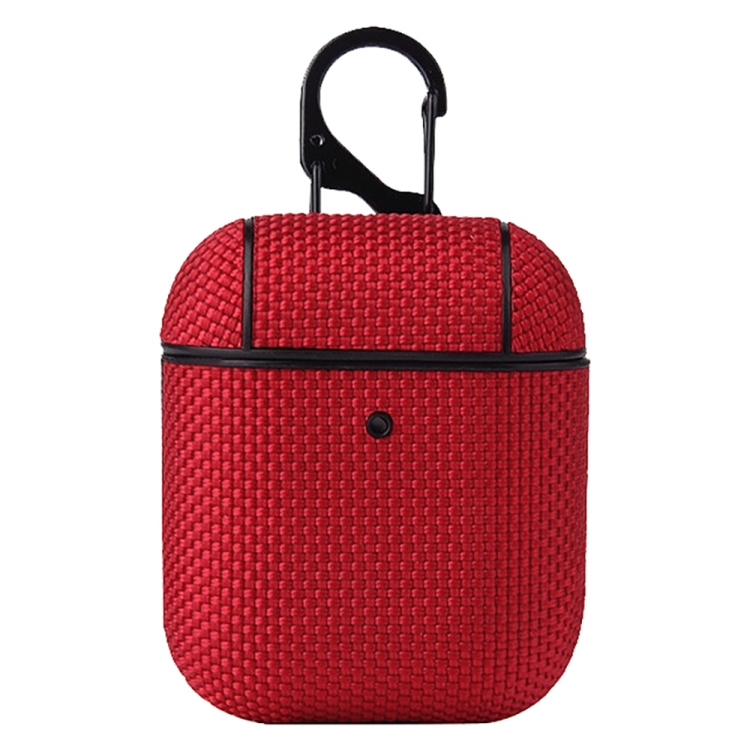 Business Cloth Earphone Protective Case with Hook For AirPods 1 / 2(Red)