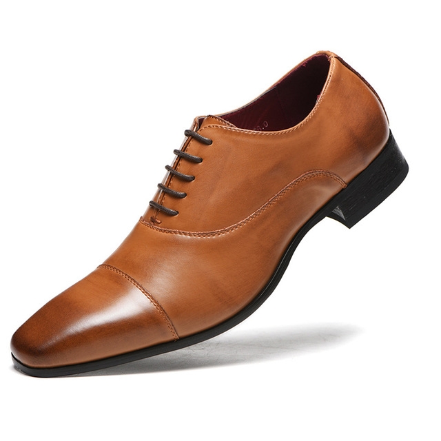 Business Comfortable Formal Oxfords Leather Shoes, Size:39(Brown)
