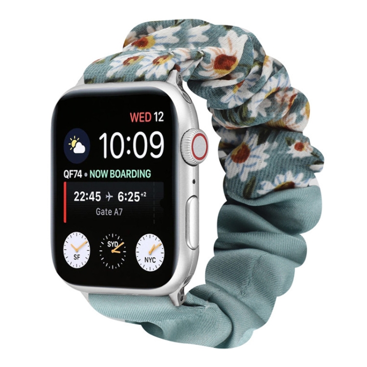 Butterfly Pattern Hair Ring Cloth Watch Band For Apple Watch Series 9&8&7 41mm / SE 3&SE 2&6&SE&5&4 40mm / 3&2&1 38mm(D)
