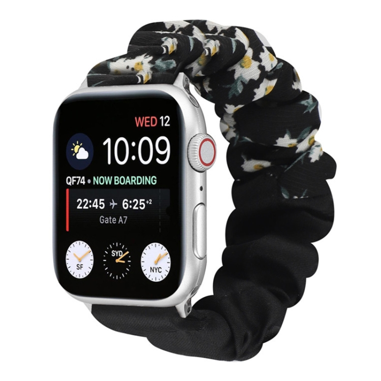 Butterfly Pattern Hair Ring Cloth Watch Band For Apple Watch Series 9&8&7 41mm / SE 3&SE 2&6&SE&5&4 40mm / 3&2&1 38mm(E)