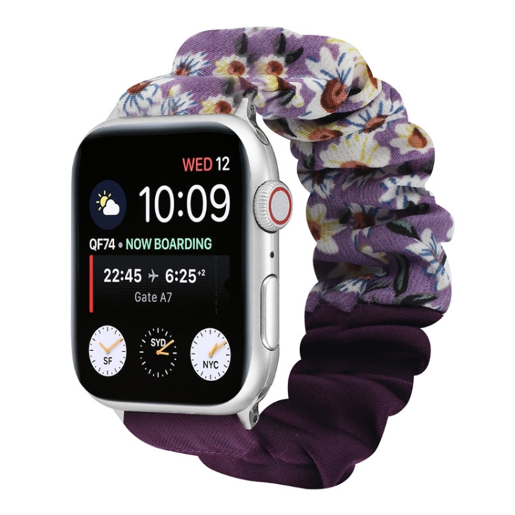 Butterfly Pattern Hair Ring Cloth Watch Band For Apple Watch Series 9&8&7 41mm / SE 3&SE 2&6&SE&5&4 40mm / 3&2&1 38mm(F)