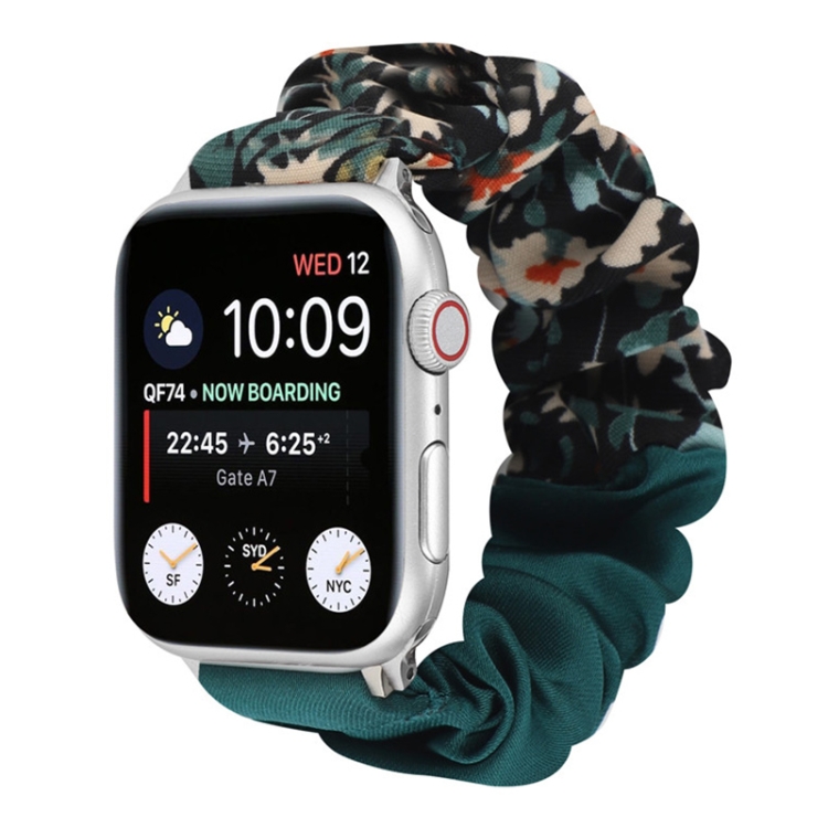 Butterfly Pattern Hair Ring Cloth Watch Band For Apple Watch Series 9&8&7 41mm / SE 3&SE 2&6&SE&5&4 40mm / 3&2&1 38mm(I)