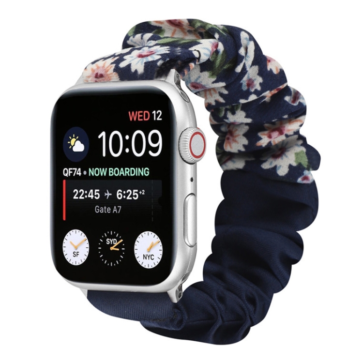 Butterfly Pattern Hair Ring Cloth Watch Band For Apple Watch Series 9&8&7 41mm / SE 3&SE 2&6&SE&5&4 40mm / 3&2&1 38mm(M)