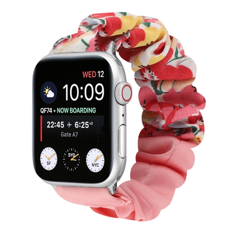Butterfly Pattern Hair Ring Cloth Watch Band For Apple Watch Series 9&8&7 41mm / SE 3&SE 2&6&SE&5&4 40mm / 3&2&1 38mm(N)