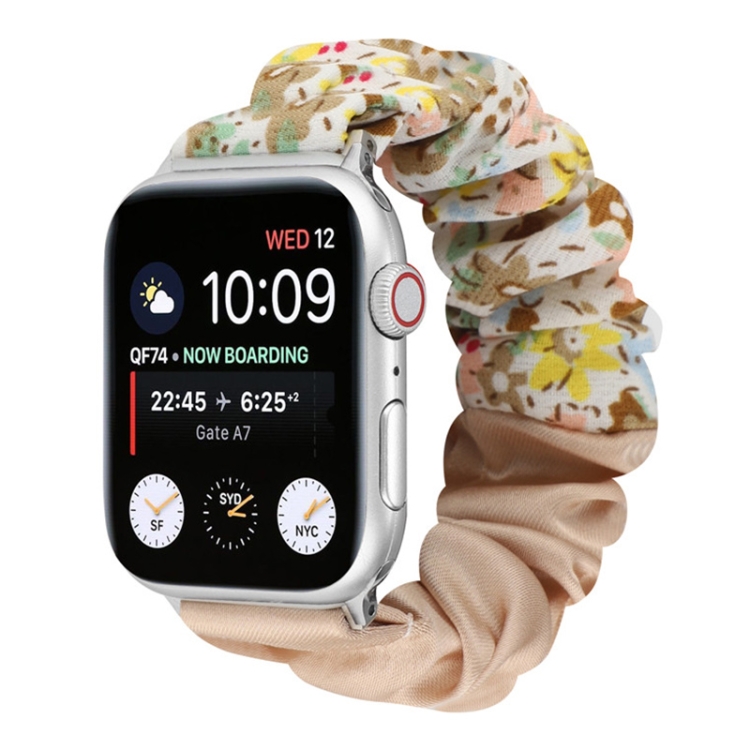 Butterfly Pattern Hair Ring Cloth Watch Band For Apple Watch Series 9&8&7 41mm / SE 3&SE 2&6&SE&5&4 40mm / 3&2&1 38mm(P)