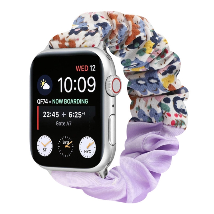 Butterfly Pattern Hair Ring Cloth Watch Band For Apple Watch Series 9&8&7 41mm / SE 3&SE 2&6&SE&5&4 40mm / 3&2&1 38mm(R)