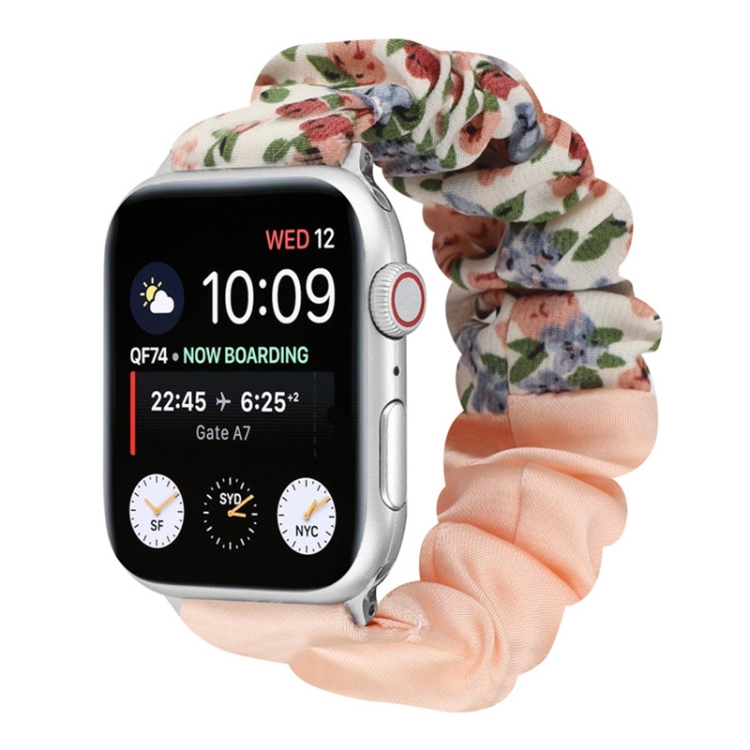 Butterfly Pattern Hair Ring Cloth Watch Band For Apple Watch Ultra 49mm&Watch Ultra 2 49mm / Series 9&8&7 45mm / SE 3&SE 2&6&SE&5&4 44mm / 3&2&1 42mm(S)