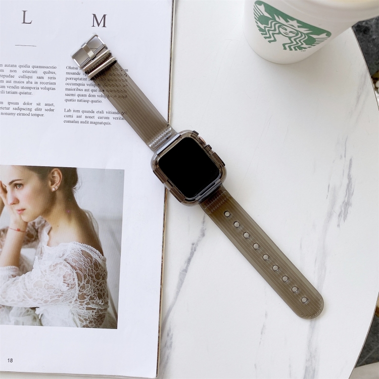 Candy Color Transparent TPU Watch Band For Apple Watch Series 7 41mm / & 6 & SE & 5 & 4 40mm (Brown)