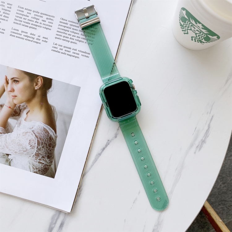 Candy Color Transparent TPU Watch Band For Apple Watch Series 7 41mm / & 6 & SE & 5 & 4 40mm (Green)