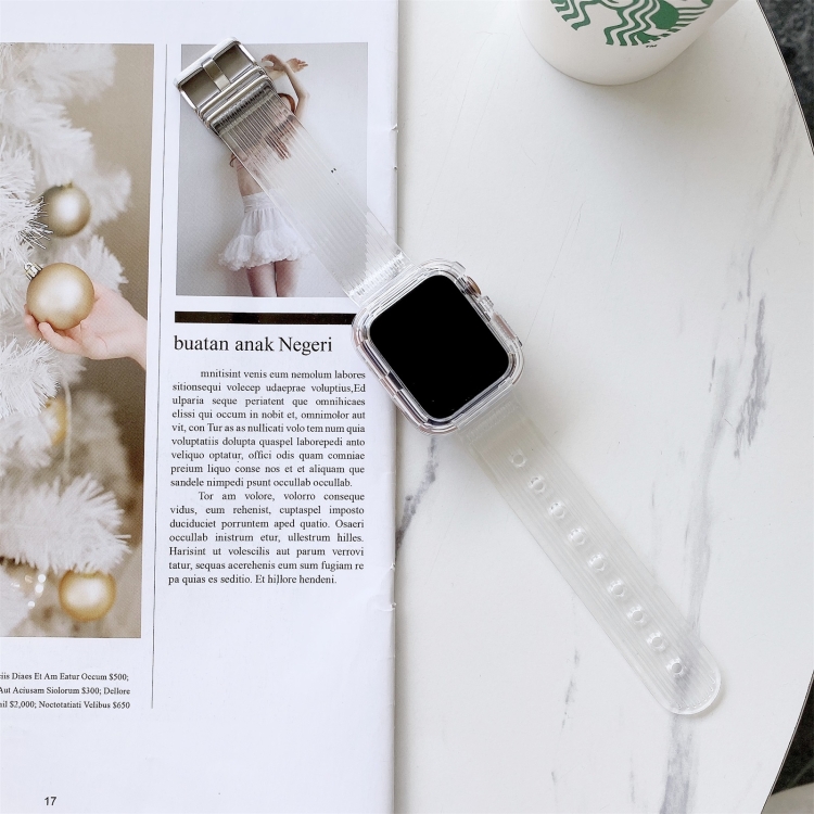 Candy Color Transparent TPU Watch Band For Apple Watch Series 7 41mm / & 6 & SE & 5 & 4 40mm (Transparent)