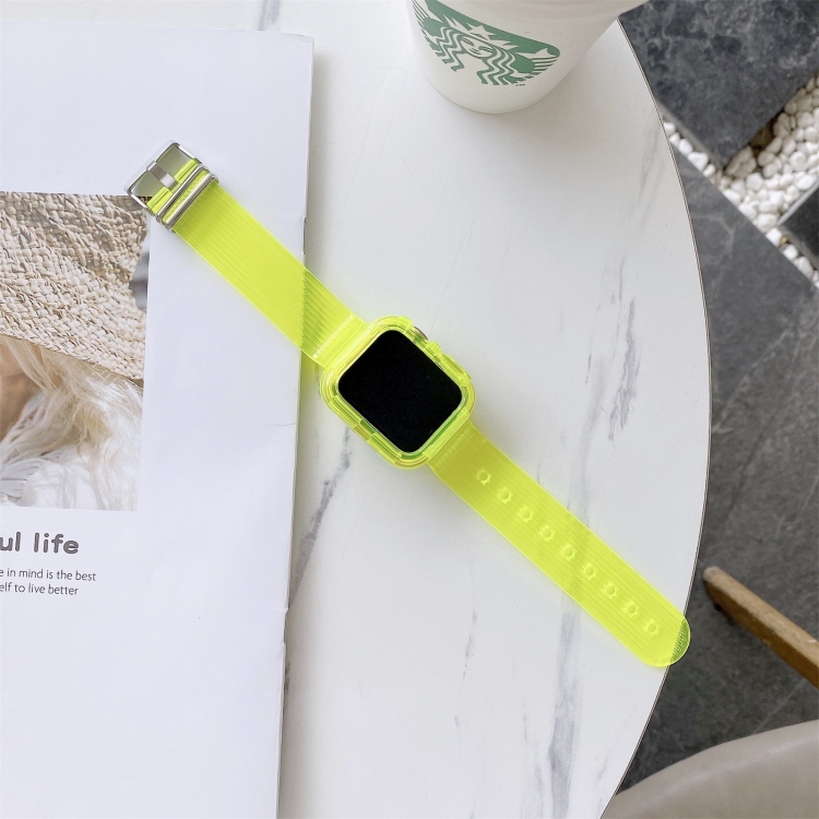 Candy Color Transparent TPU Watch Band For Apple Watch Series 7 41mm / & 6 & SE & 5 & 4 40mm (Yellow Green)