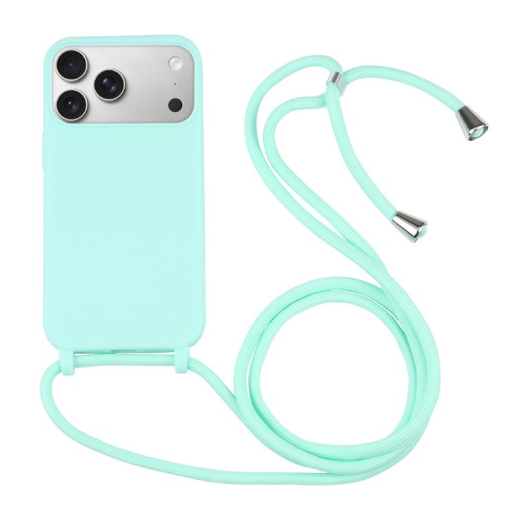 Candy Colors TPU Protective Phone Case with Lanyard For iPhone 17 Pro(Mint Green)