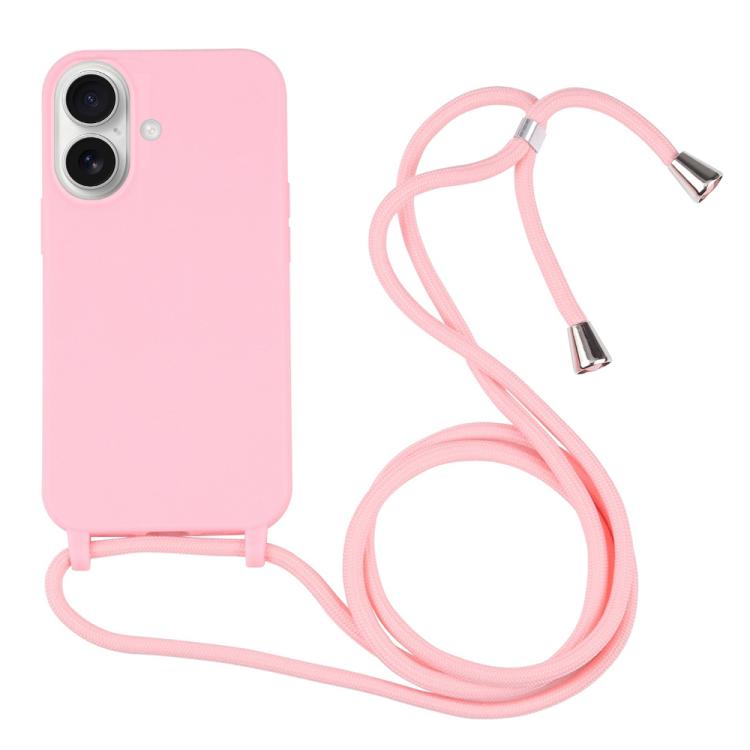 Candy Colors TPU Protective Phone Case with Lanyard For iPhone 17(Pink)