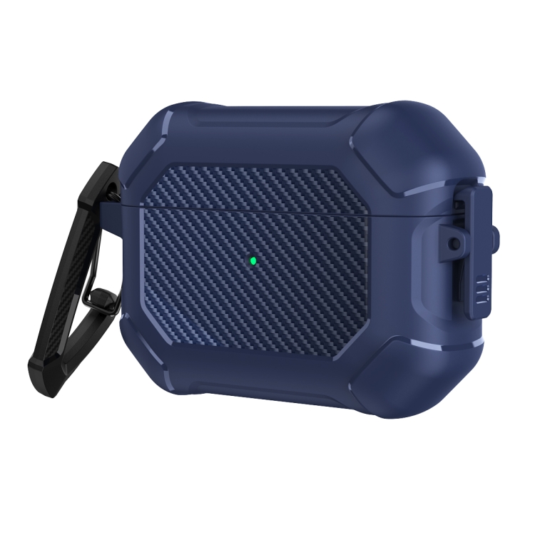 Carbon Brazing Dimension TPU+PC Headphone Protective Cover with Switch Lock & Carabiner For AirPods Pro(Blue)