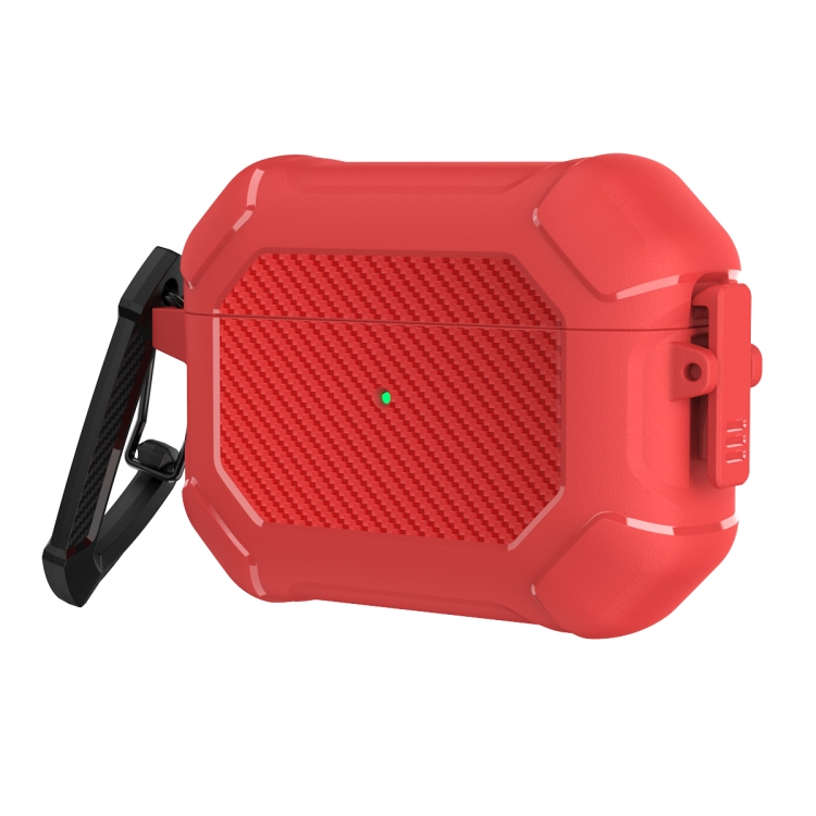 Carbon Brazing Dimension TPU+PC Headphone Protective Cover with Switch Lock & Carabiner For AirPods Pro(Red)