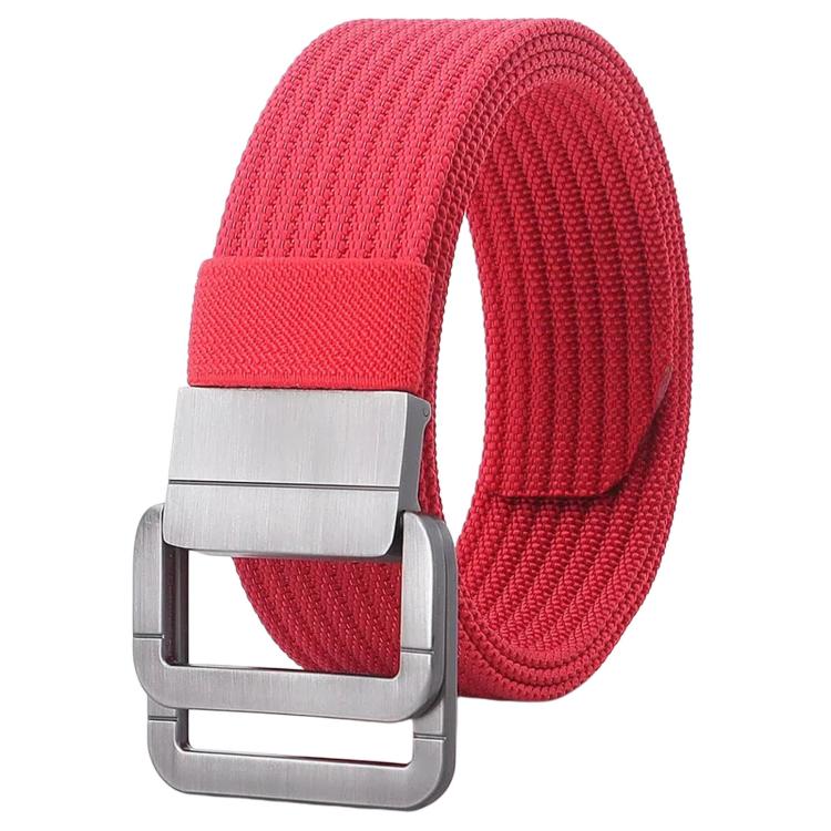 Casual Nylon Belt With Automatic Alloy Buckle Men Women Belt, Length: 120cm(Red)
