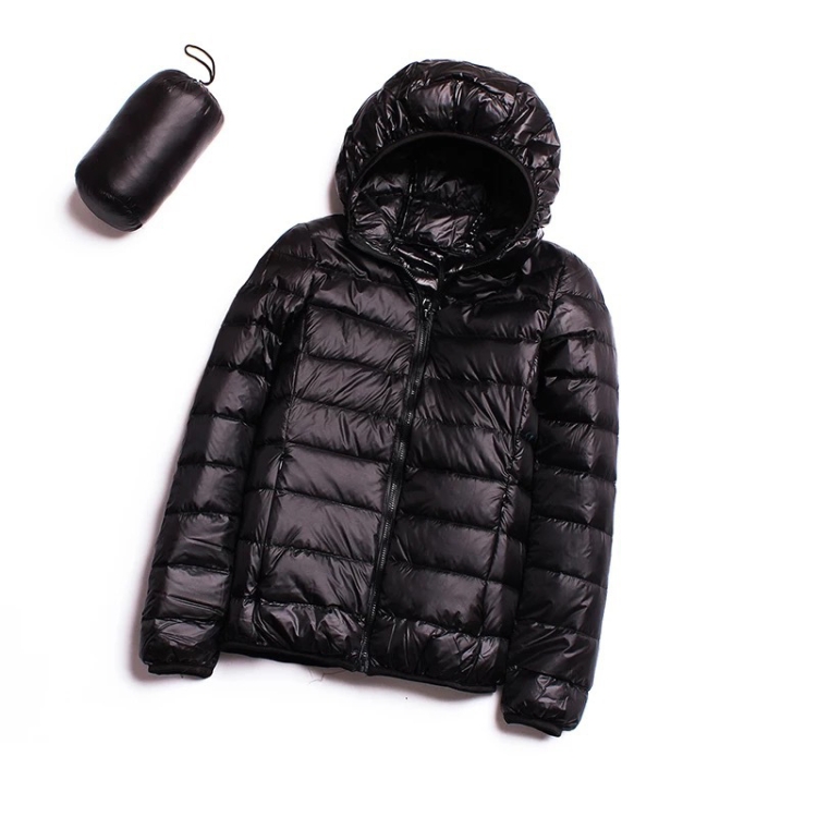 Casual Ultra Light White Duck Down Jacket Women Autumn Winter Warm Coat Hooded Parka, Size:XXXXL(Black)