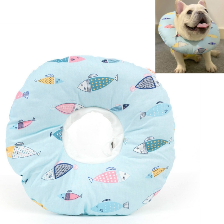 Cat Anti-Lick And Anti-Bite Soft Ring Dog Collar Pet Supplies, Size:S(Light Blue Fish)