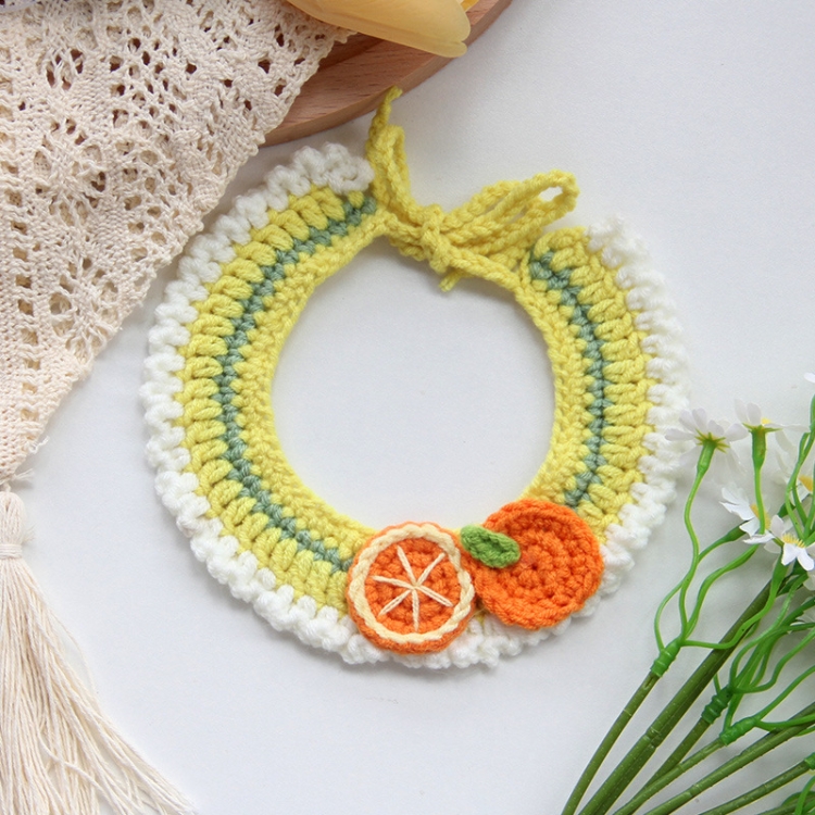 Cats Dog Cute Knitted Collar Woolen Collar Handmade Scarf For Photo Decoration, Style: Lime Green Oange(L)