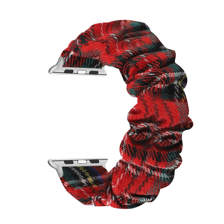 Checked Hair Tie Watch Band For Apple Watch Ultra 49mm&Watch Ultra 2 49mm / Series 9&8&7 45mm / SE 3&SE 2&6&SE&5&4 44mm / 3&2&1 42mm(Red)