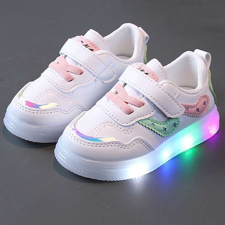 Children Board Shoes LED Light-Up Casual Footwear Boys And Girls Shoes, Size: 25(Pink)