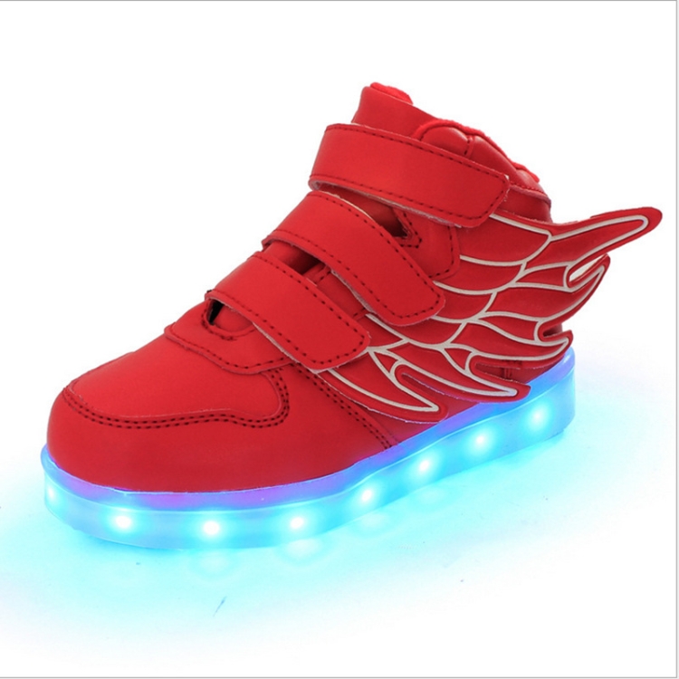 Children Colorful Light Shoes LED Charging Luminous Shoes, Size: 27(Red)