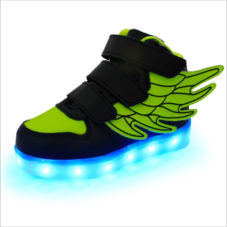 Children Colorful Light Shoes LED Charging Luminous Shoes, Size: 29(Black Green)