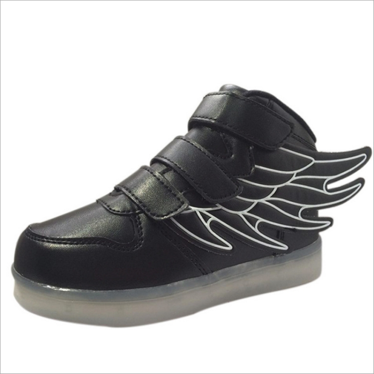 Children Colorful Light Shoes LED Charging Luminous Shoes, Size: 35(Black)