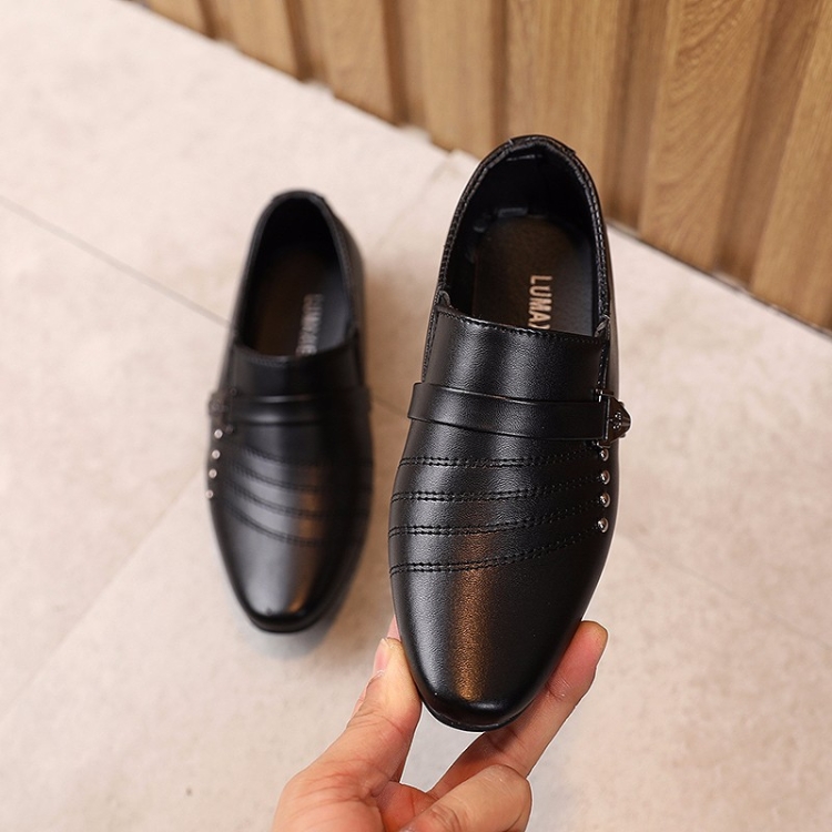 Children Dress Leather Shoes British Style Casual Performance Shoes, Size: 36(Black)