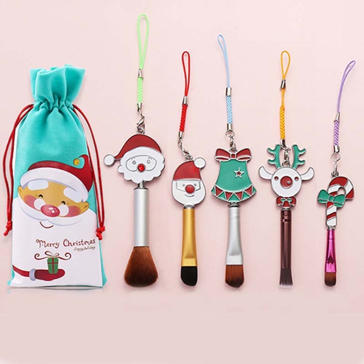 Christmas Makeup Brush Gift Elk Beginner Set Beauty Tool Set, Specification:Five Shorts 3-Double Sided