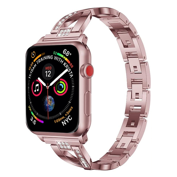 Colorful Diamond Stainless Steel Watch Band for Apple Watch Series 7 41mm / 6 & SE & 5 & 4 40mm / 3 & 2 & 1 38mm(Purple)