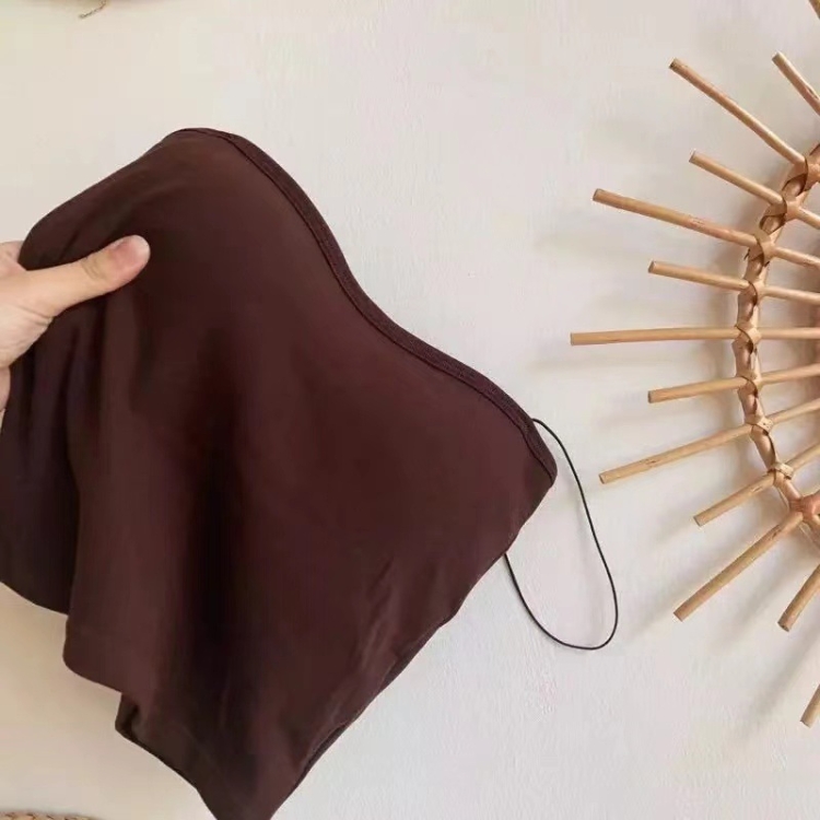 Cotton Threaded Beauty Back Camisole Ladies Spaghetti Straps Corset Short Vest, Size: For 37-63kg(Brown)