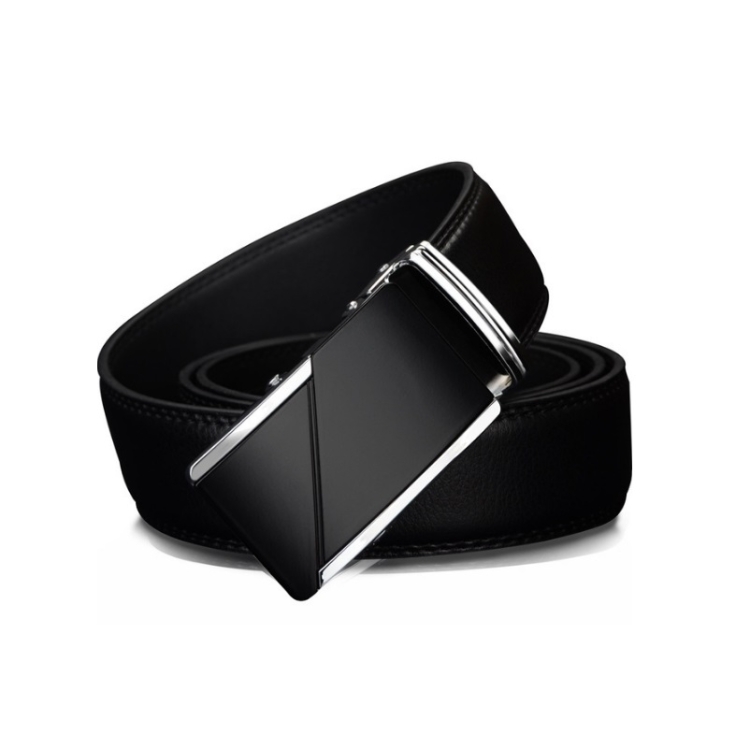 COWATHER CZ025 Men Fashion Business Two-Layer Cowhide Automatic Buckle Belt, Length： 115cm(Black)