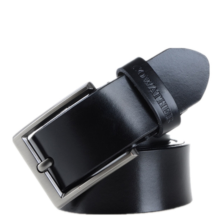 COWATHER XF002 Men The Second Layer Cowhide Business Casual Pin Buckle Belt, Belt Length:115cm(XF002 Black)