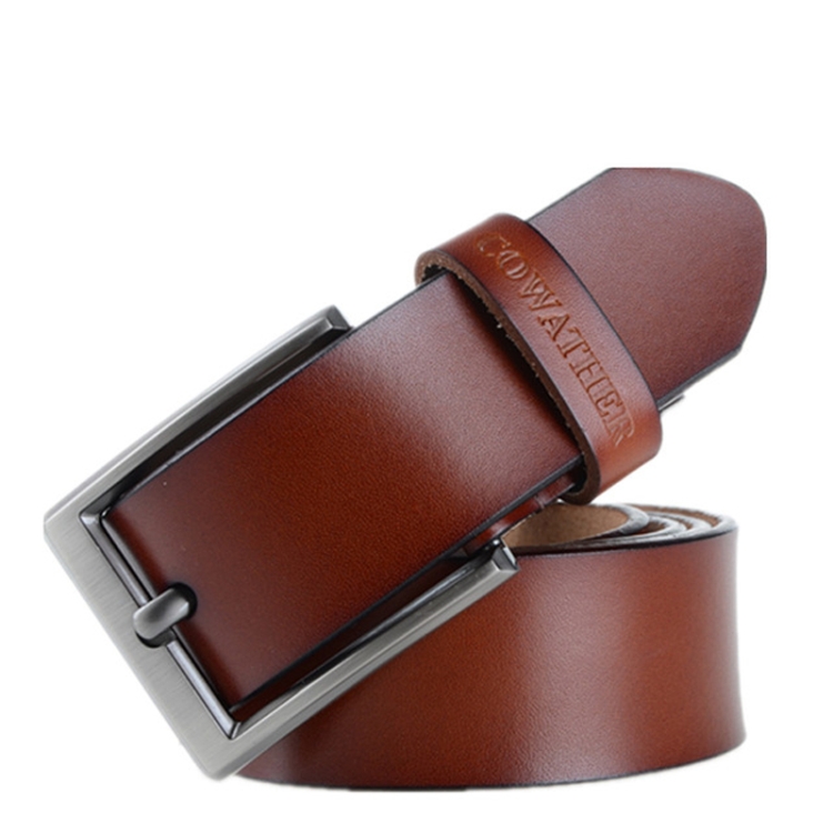 COWATHER XF002 Men The Second Layer Cowhide Business Casual Pin Buckle Belt, Belt Length:140cm(XF002 Brown)